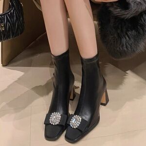 Elegant Black Leather Ankle Boots